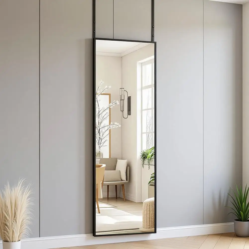 

Over-the-Door Hanging Mirror, 48x14 Inches, Tempered Glass, No Drill, Bedroom & Closet, Sturdy Design