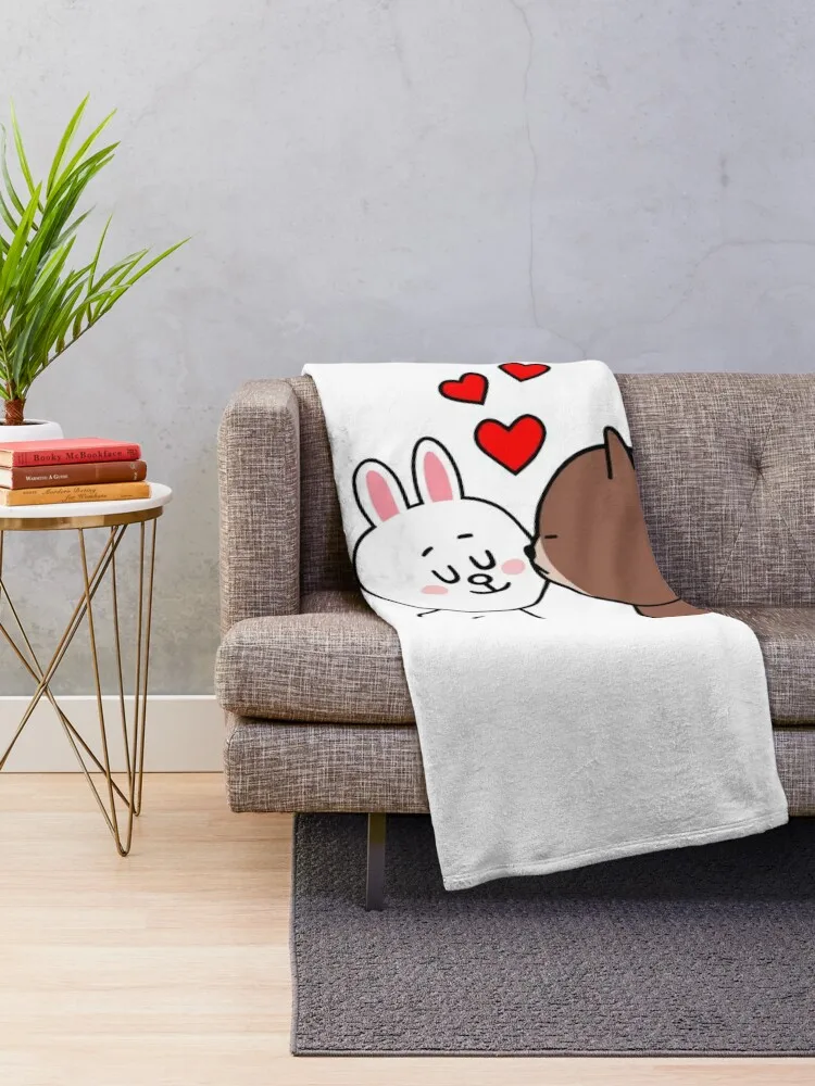 Brown Bear Cony Bunny Rabbit The Kiss Classic T-Shirt Throw Blanket Sofa Quilt Camping Luxury Thicken Sleeping Bag Blankets