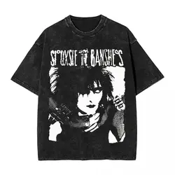 Mens T-Shirt Siouxsie And The Banshees (4) Washed T-Shirts Hip Hop Summer Tees Y2K Retro Design Casual Tops Gift