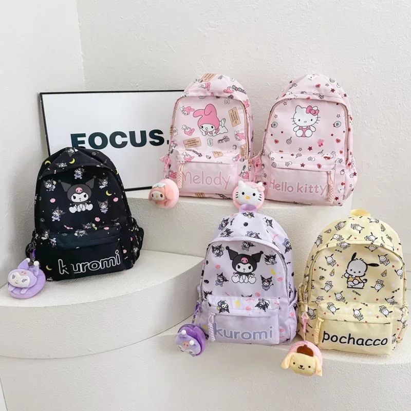 Sanrio Kids Toddler Hello Kitty Backpack for Kindergarten Students Girls Kawaii Nylon Mini School Bag with Coin Purse Pendant