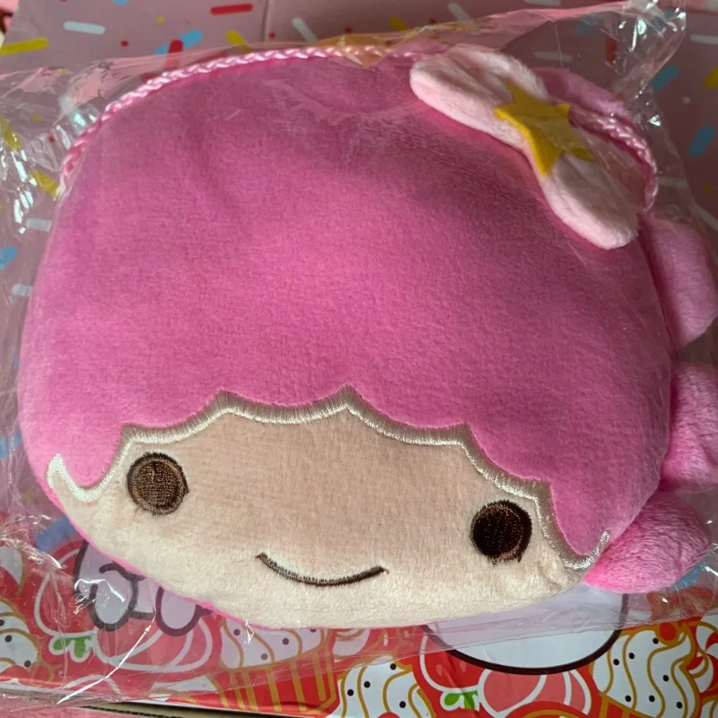 Sanrio pequenas estrelas gêmeas dos desenhos animados kawaii rosa e azul cabeça grande mochila de pelúcia macia ao ar livre jogar crossbody saco menina presente de fim de semana