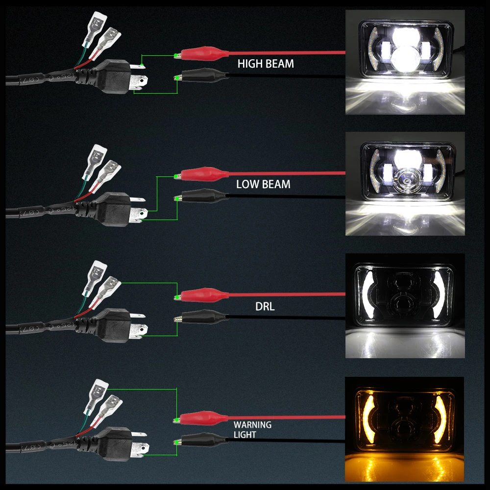 HAOLIDE 4x6 5x7 مربع Led المصابيح الأمامية مع أضواء النهار الجري عالية منخفضة شعاع المزدوج DRL لشاحنات فورد Offrord 12 فولت 24 فولت 6000 كيلو