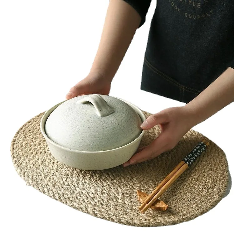 

Nordic Style Linen Woven Place Mat Japanese Straw Coaster Cotton And Linen Bowl Pot Mat Heat Insulation for Dining Table