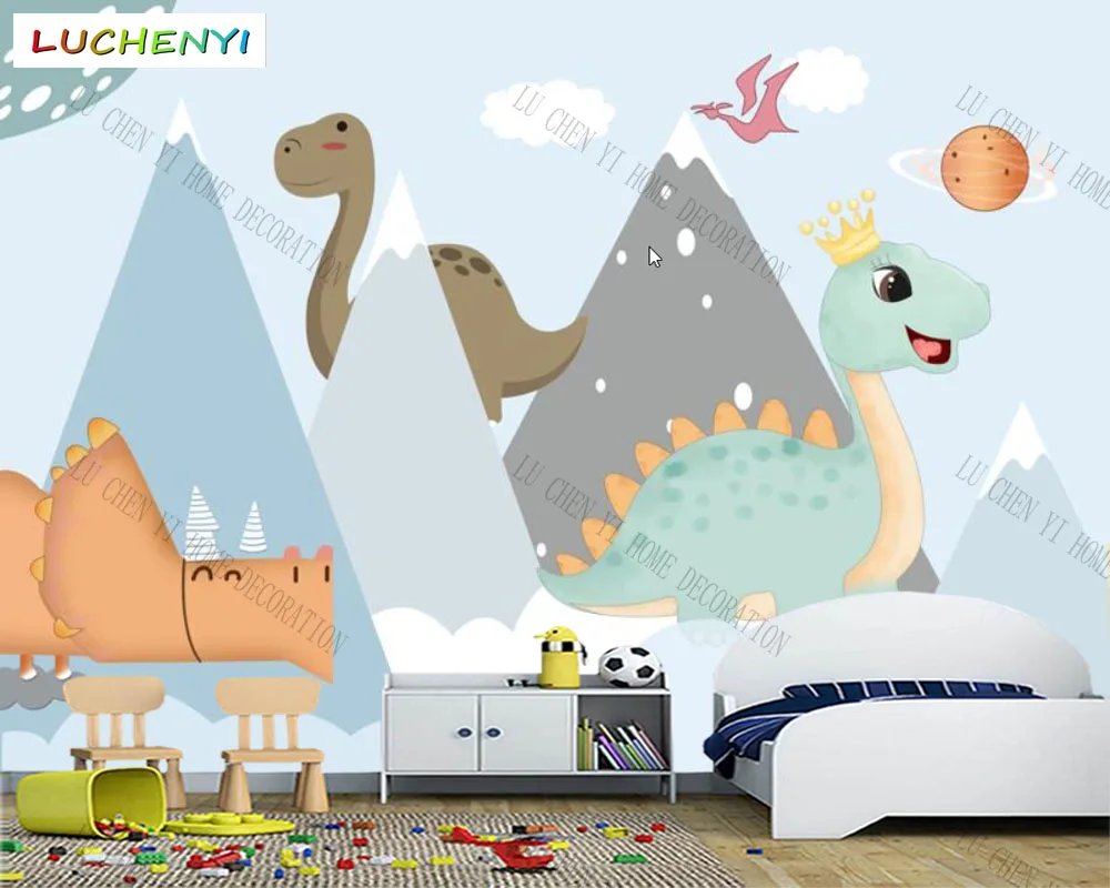 Custom Cartoon Dinosaur Hot Air Balloon Kids Room Wallpaper Mural Living Room TV Wall Kids Bedroom Wallpaper Home Decor