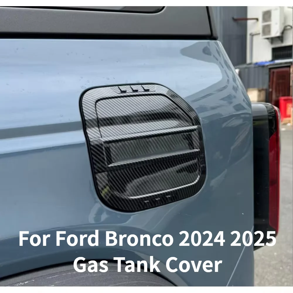 Car Upgrade For Ford Bronco 2024-2025 Raptor Carbon Black Fuel Tank Cap Cover Refueling Decor Garnish Trim 1Pcs