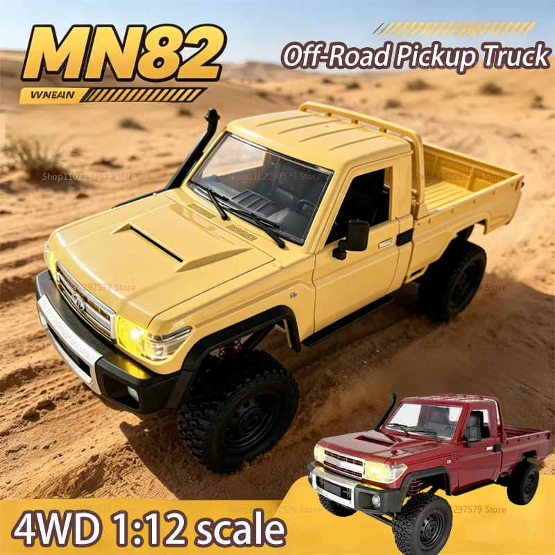 

MN82 4WD Off-Road RC Car with LED Lights 1:12 Scale Full Simulation Remote Control Pickup Truck Toy for Kids Teens Outdoor Gifts