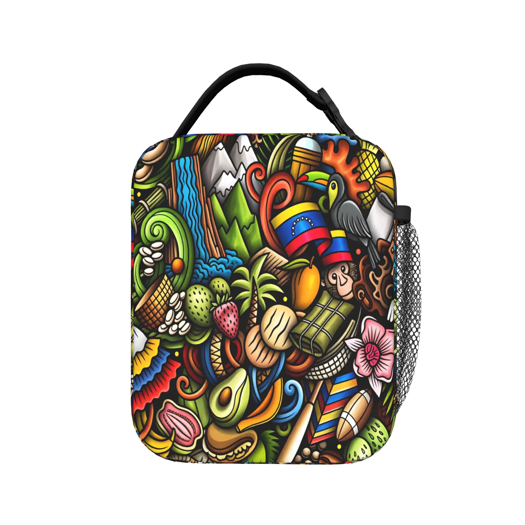 Venezuela Lunch Bag  Portable Lunch Box Women Outdoor Picnic Graphic Design Cooler Bag Retro Oxford Thermal Tote Handbags