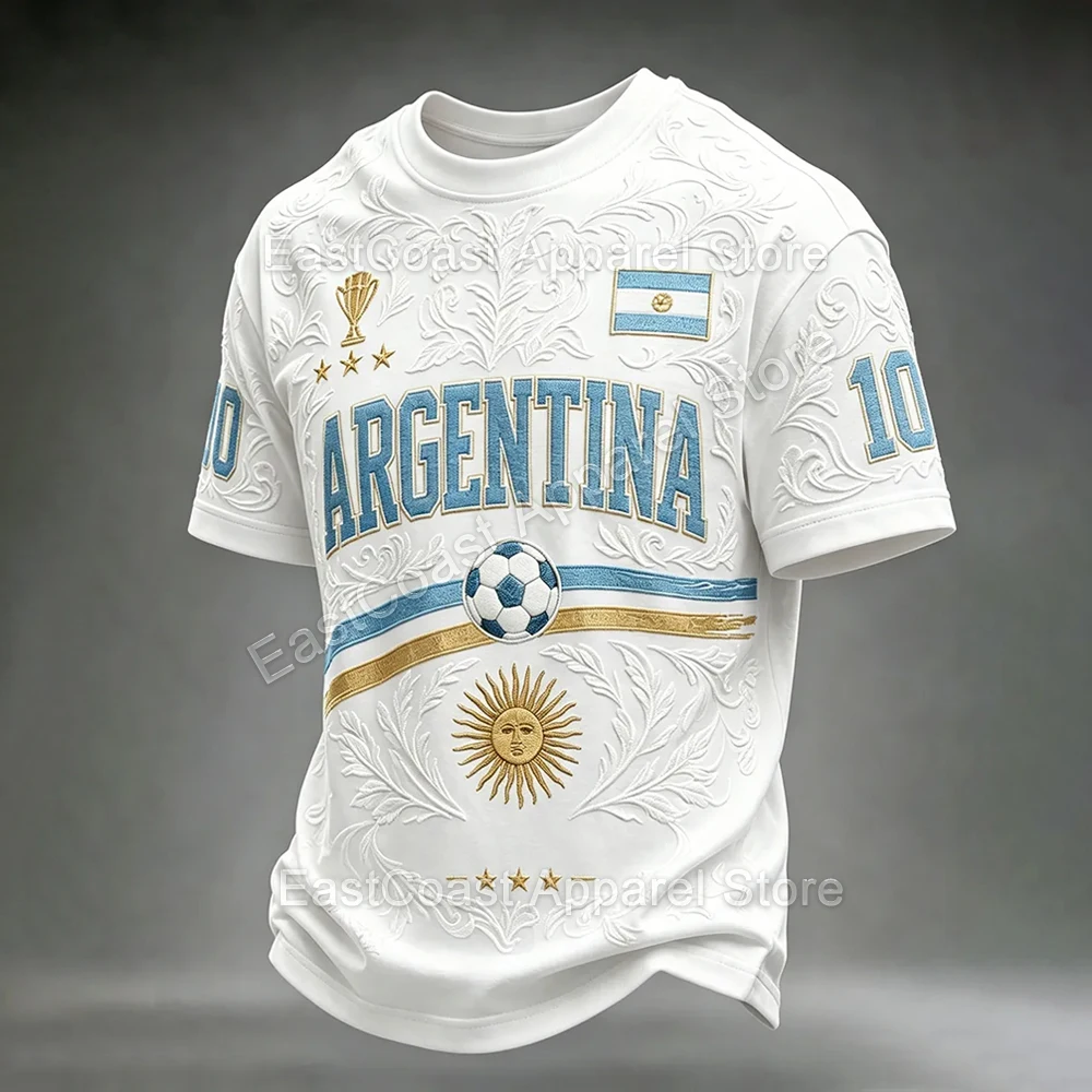 Men's Argentine Fan Football T-Shirt 3D Print Quick Dry Breathable Short Sleeve Shirts Summer Soccer Training Jerseys Gift 2026
