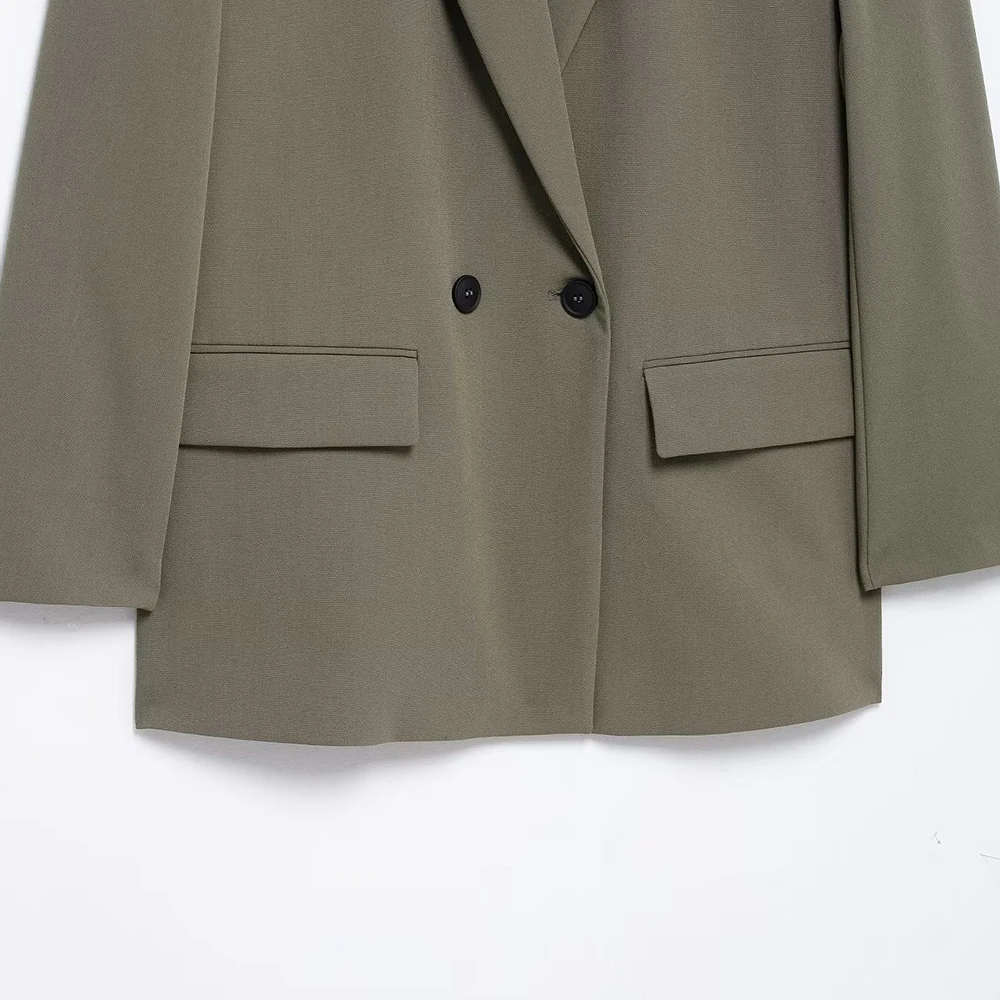 TRAF 2025 Cappotto da abito doppiopetto a maniche lunghe con colletto ribaltabile versatile primaverile Nuovo prodotto stile pendolare ampio