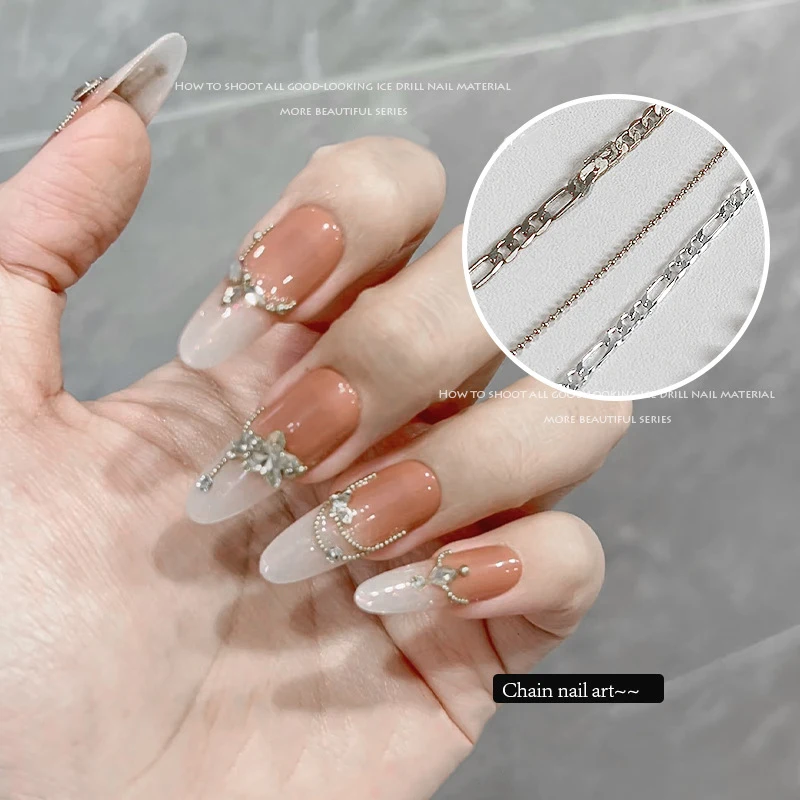 سلاسل الأظافر الذهب الفضة مسمار حجر الخرز 60 سنتيمتر ديكور ثلاثية الأبعاد سبيكة الشرير نمط مسمار الديكور مجوهرات أظافر مسمار إكسسوارات جذابة