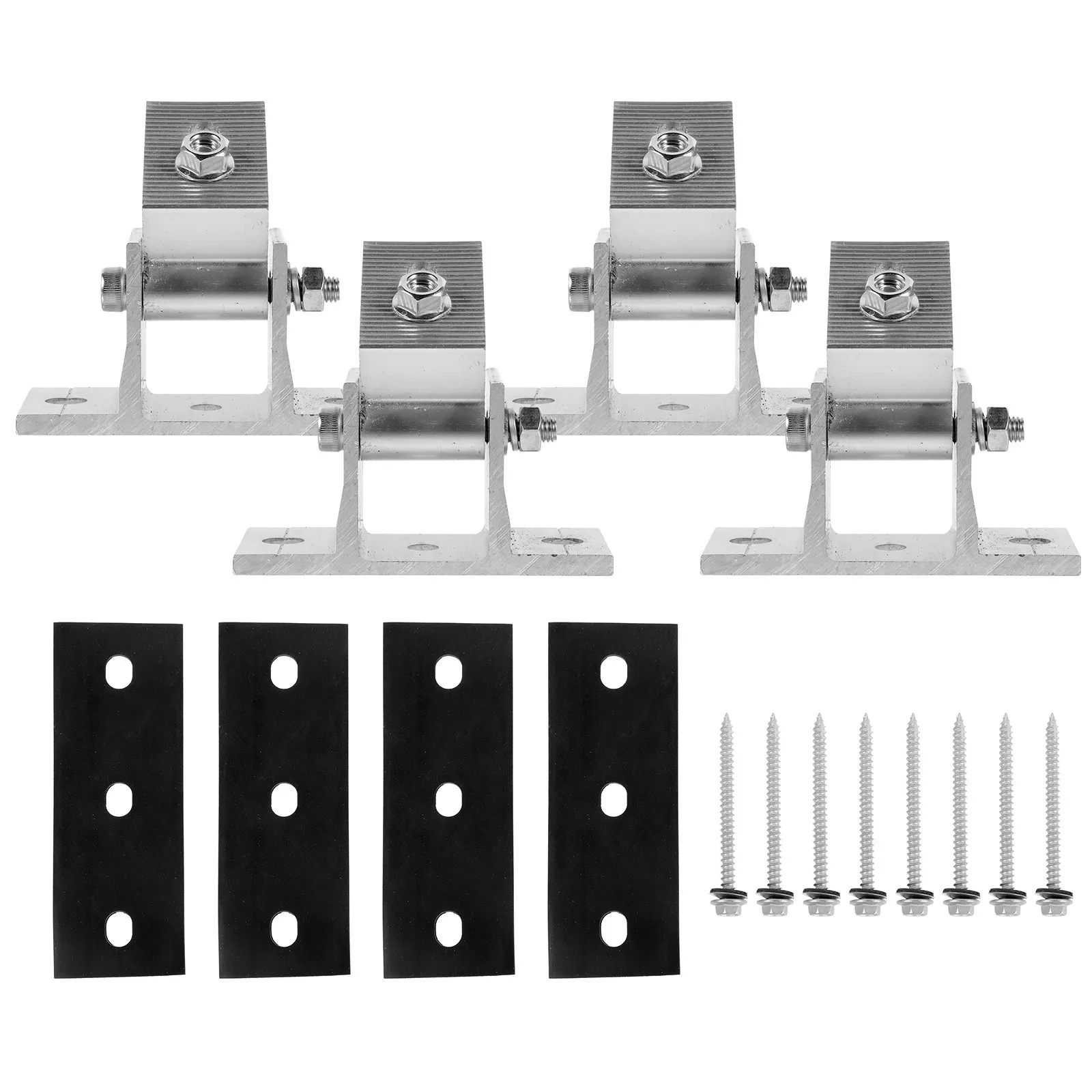 4Pcs Aluminum Alloy Adjustable Solar Panel Tilt Mount Bracket for Flat Roof Van Rv Mounting Stand with Rubber Pads Wood Screws