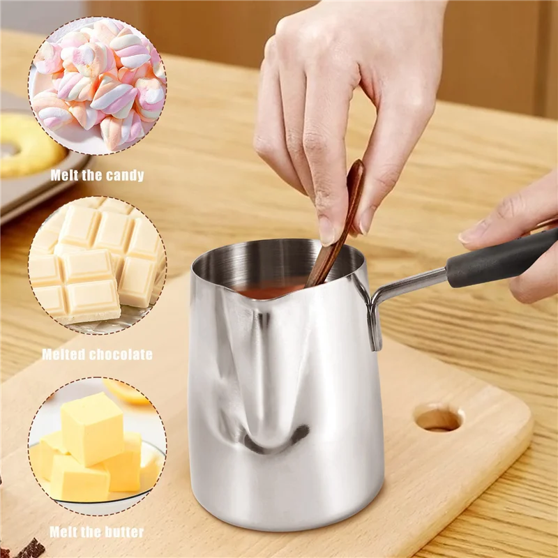 ELEG-سخان الزبدة والقهوة من الفولاذ المقاوم للصدأ، وعاء قهوة تركي، وعاء صهر الزبدة الصغير وعاء الحليب مع صنبور #3