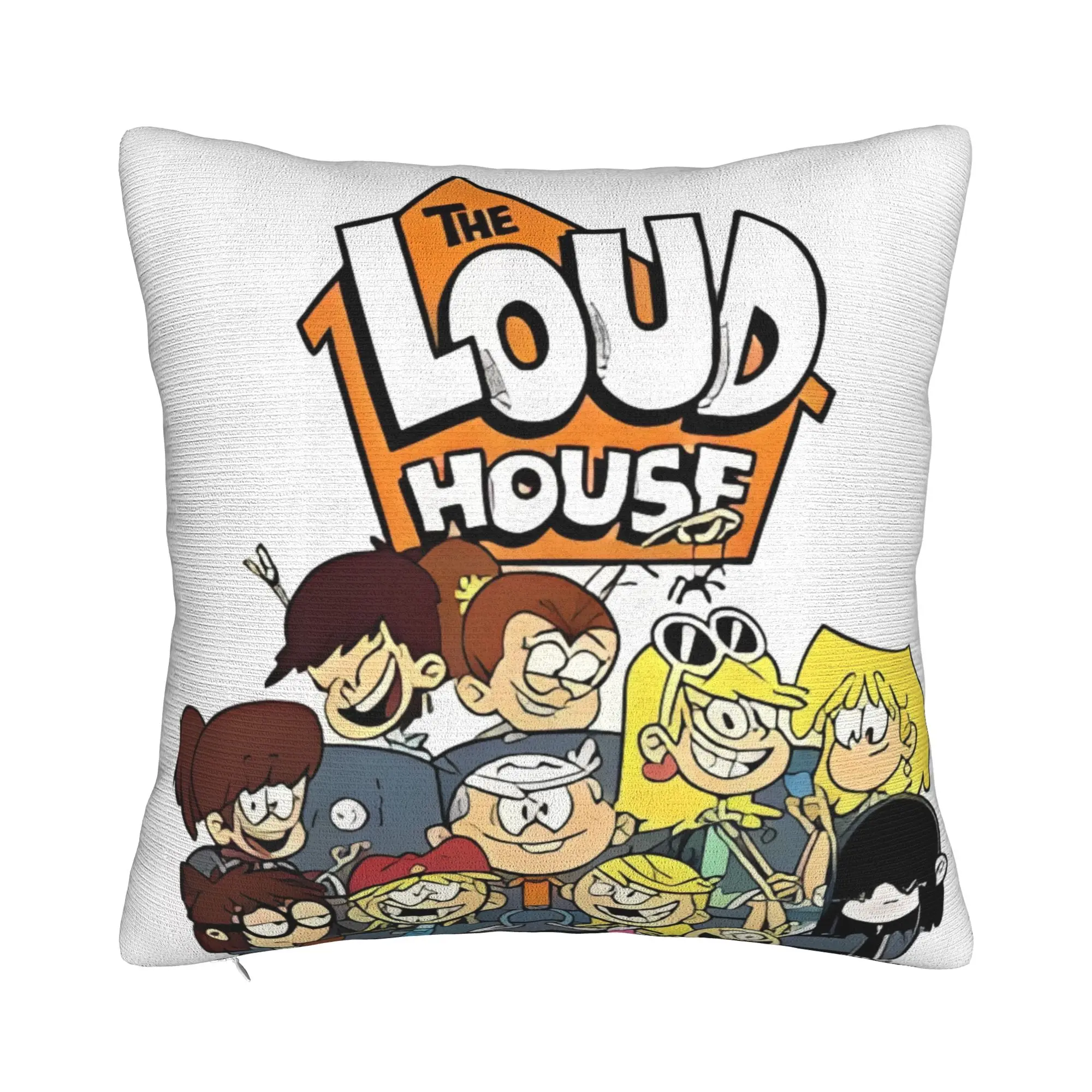 Fundas de almohada decorativas con diseño de casa de dibujos animados para una familia animada, funda de almohada con cierre de cremallera