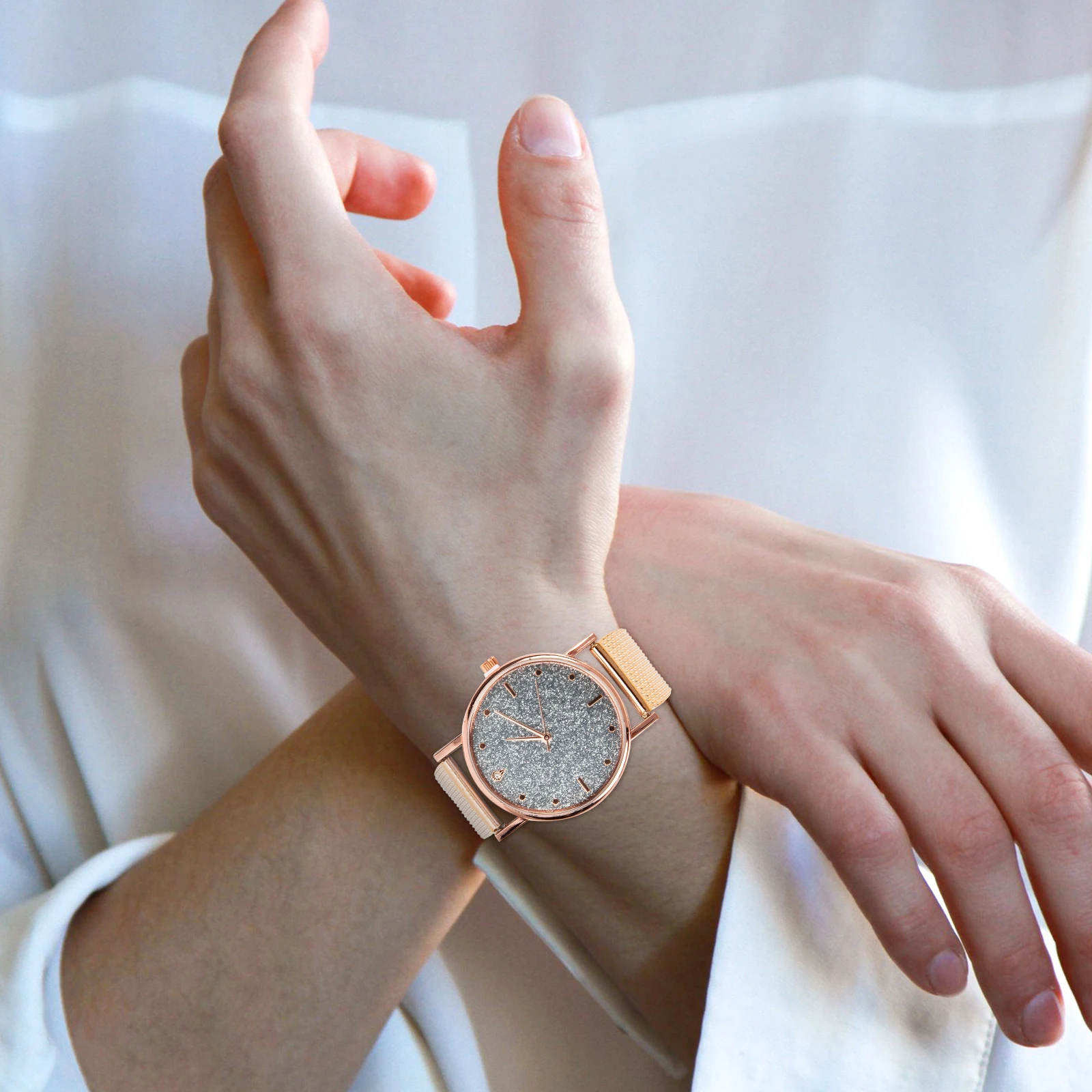 

Quartz Watch Women Silicone Band Adjustable Fashion Wrist Watches Lightweight Comfortable Christmas Gift