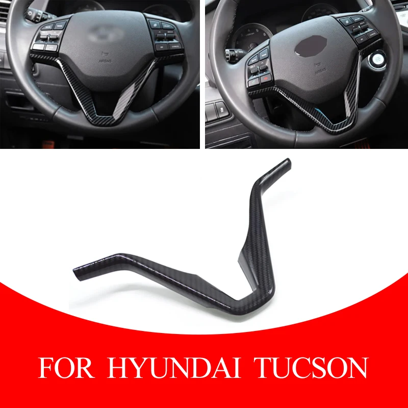 ABS carbon fibre Car Steering Wheel Sequin Cover Interior Decoration Trim For Hyundai Tucson 3th 2016-2020 Car Accessories