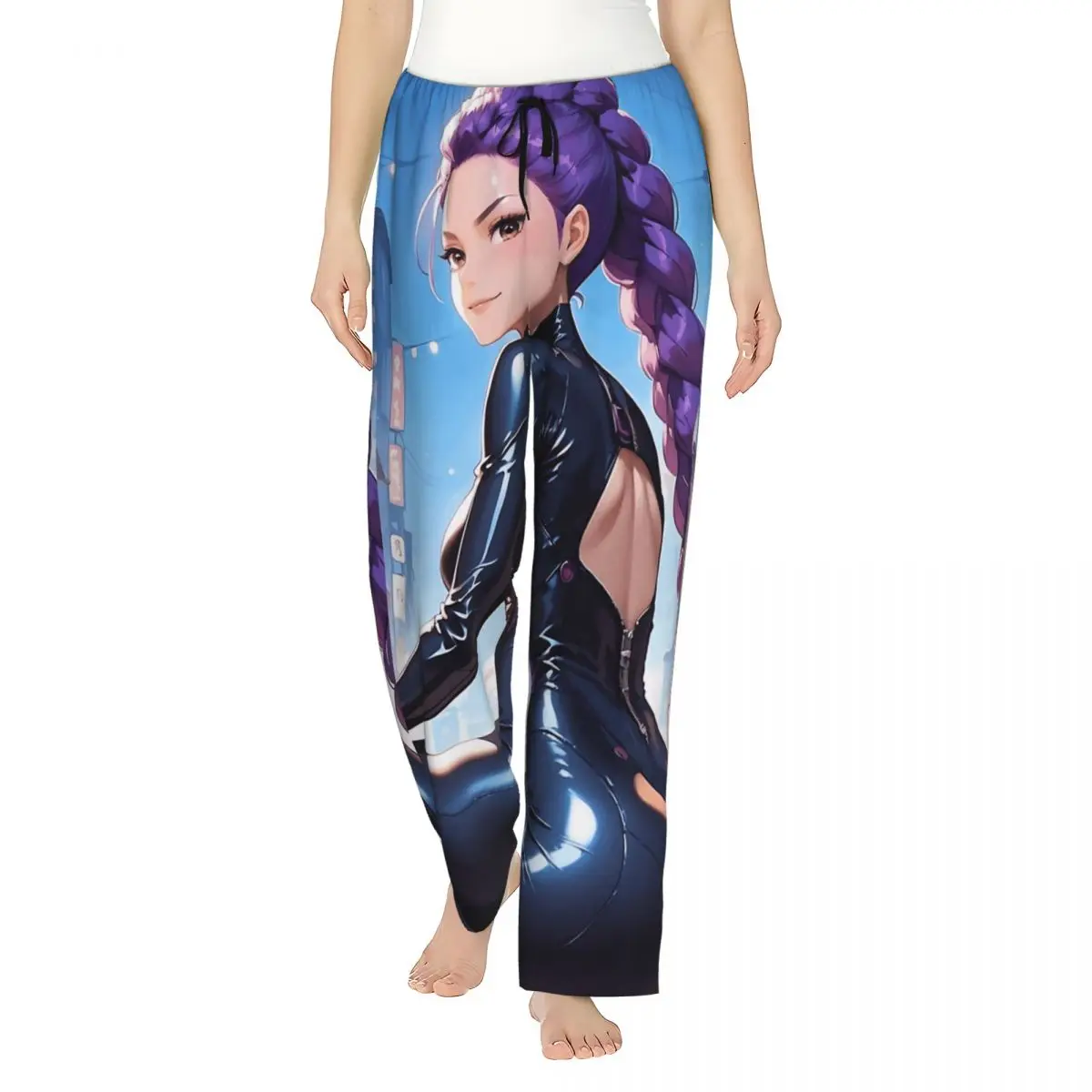 

Rumi KPop Demon Hunters Anime Girl Leather Night Lights Pajama Pants Soft Comfy Pajamas For Female Loose Casual Sleeping Pants