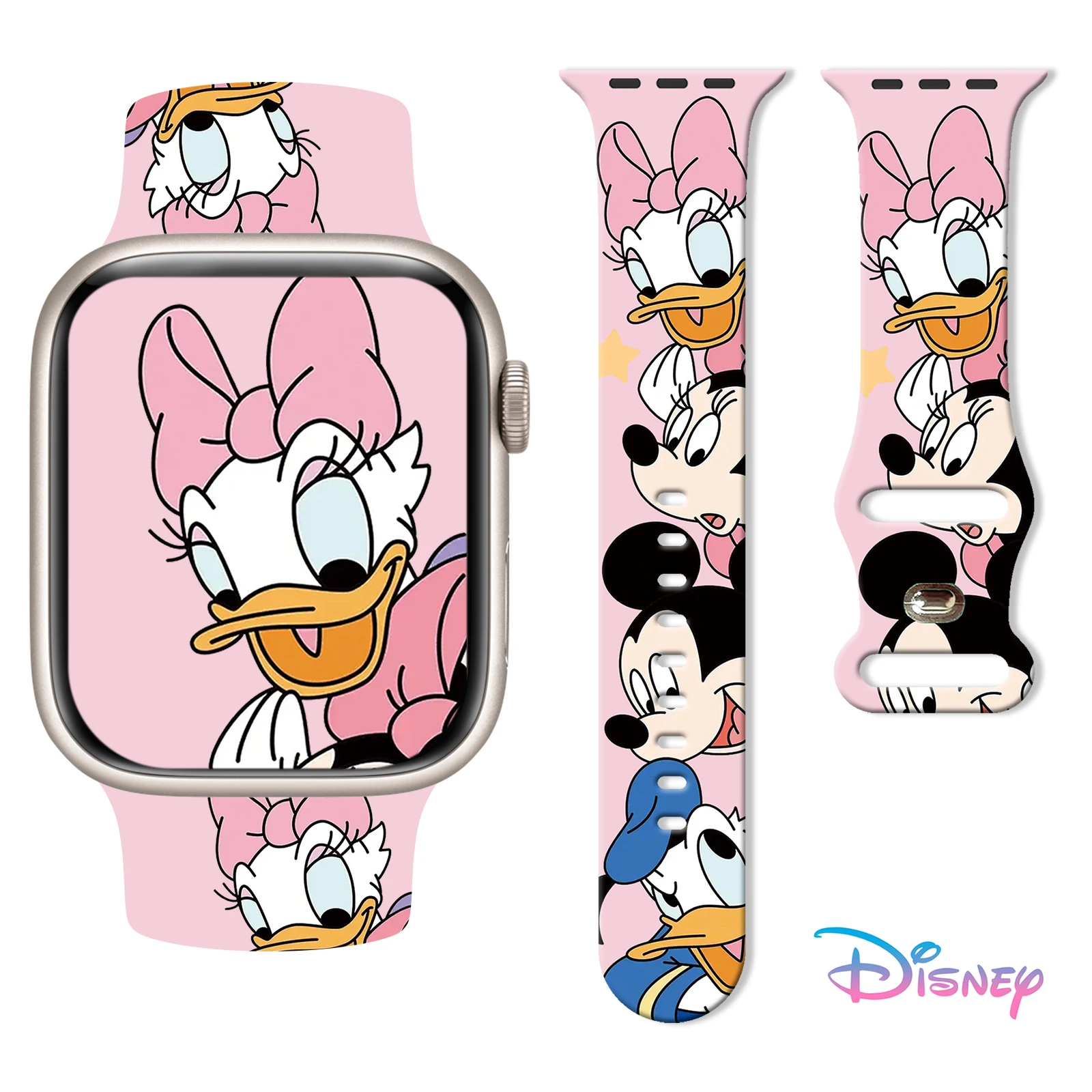 

Ремешок с принтом Disney Mickey & Friends для Apple Watch Series 11/10/9/SE, мягкий сменный силиконовый ремешок для часов 45 мм, 44 мм, 42 мм