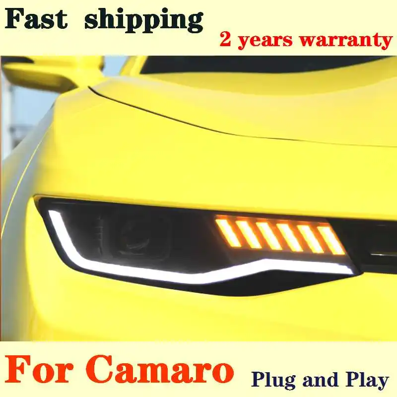 

Для Chevrolet Camaro светодиодные фары 2016 2017 2018 2019, фары Camaro DRL, указатель поворота, дальний свет, линза проектора «ангельский глаз»