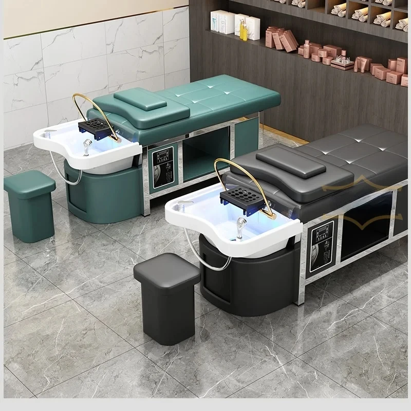 Beauty Lady Salon Furniture Barbershop Washing Basin Bowl Shampoo Chair Hair Spa Head Water Therapy Thai Shampoo Massage Bed