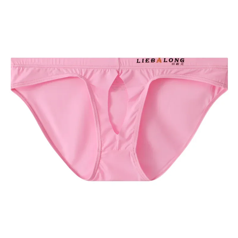 Men's Sexy Brief Ice Silk Lightweight Quick Dry Tangas Crotch Front Hole Bikini Seamless Cool Feel Comfort Ultra-thin Underpants - Image 3