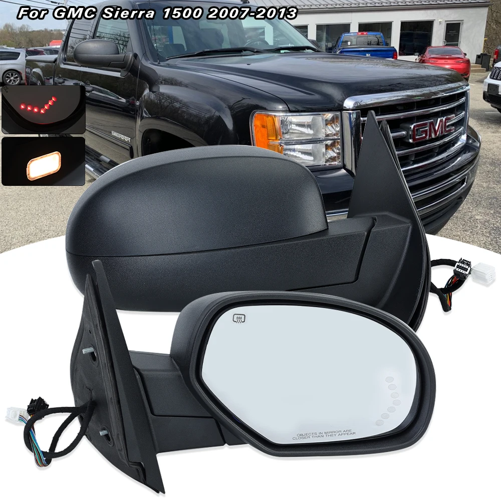 Side Rearview Mirror Assembly For GMC Sierra Yukon For Chevy Avalanche 2007 2008 2009 2010 2011 2012 2013 Heated Turn Signal