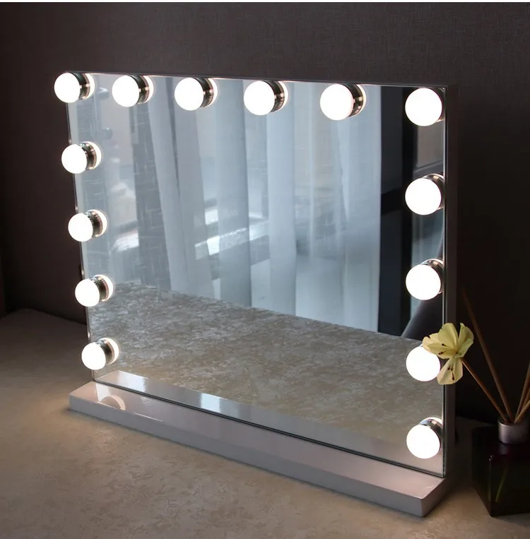

Factory Outlets Best Price Led Bathroom Mirror Light with Clock Makeup Mirror with Lights Hollywood Style LED Mirror China Metal