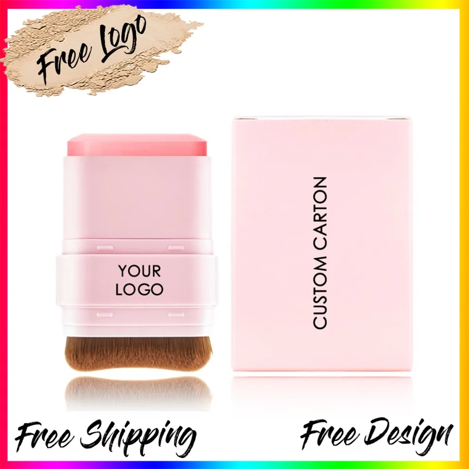 Matte Solid Blush Stick Dual Head With Brush Flat Blush Cream Private Label Custom Logo Vegan Makeup Wholesale