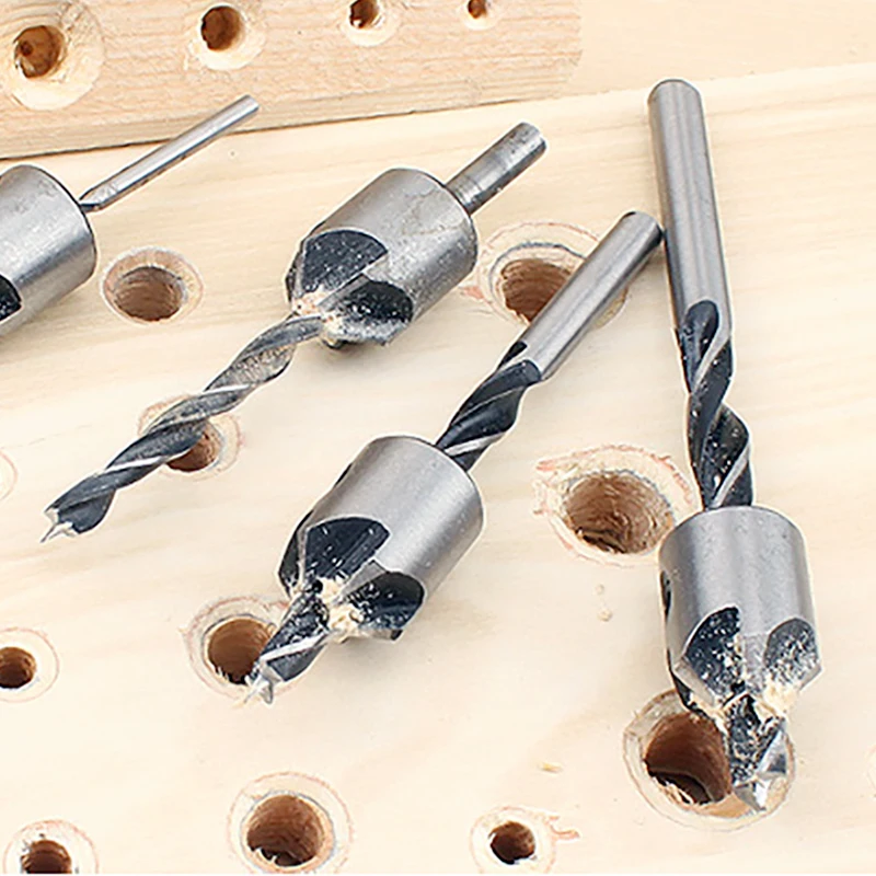 4Pcs/7Pcs Drills countersunk head drilling Bit Set 3 Tips Woodworking drill 3,4,5,6,7,8,10mm