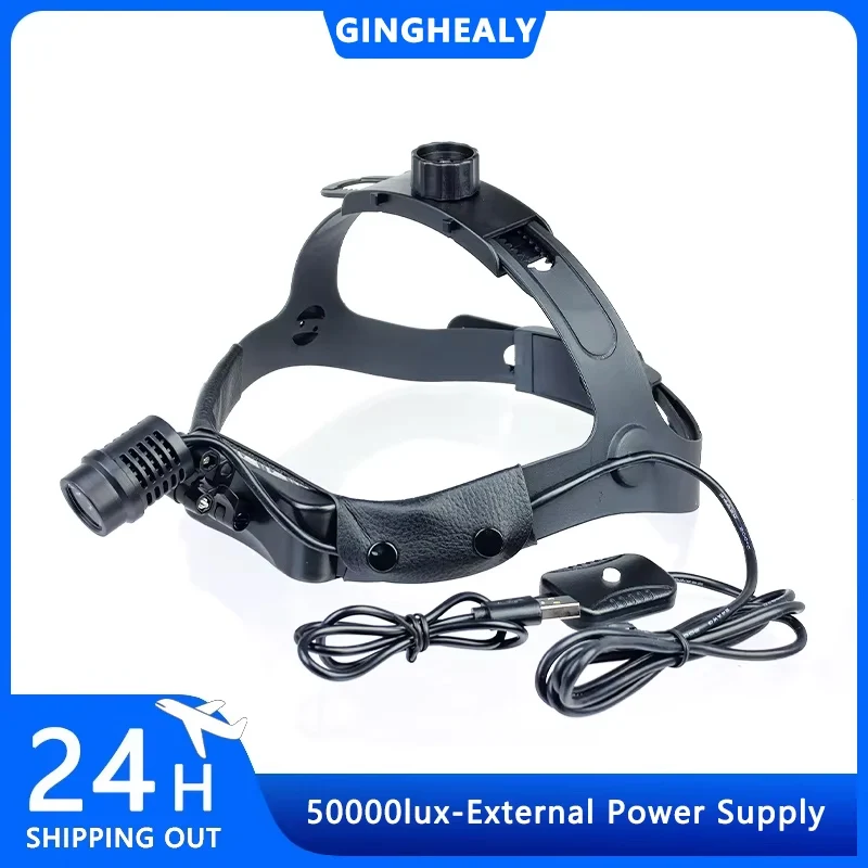 Ginghealy 3W5W Head-Mounted LED Headlight Adjustable High-Brightness Focused Spot Magnifier USB Interface Without Battery