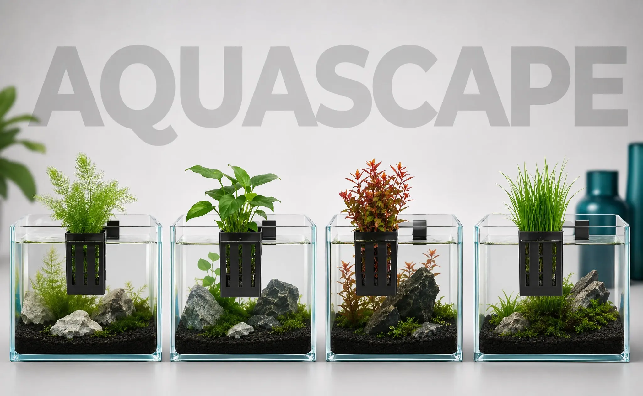4Pcs Hanging Aquarium Plant Holder Aquatic Plant Basket for Fish Tank Decoration Premium Plastic Water Flow Design Root Growth