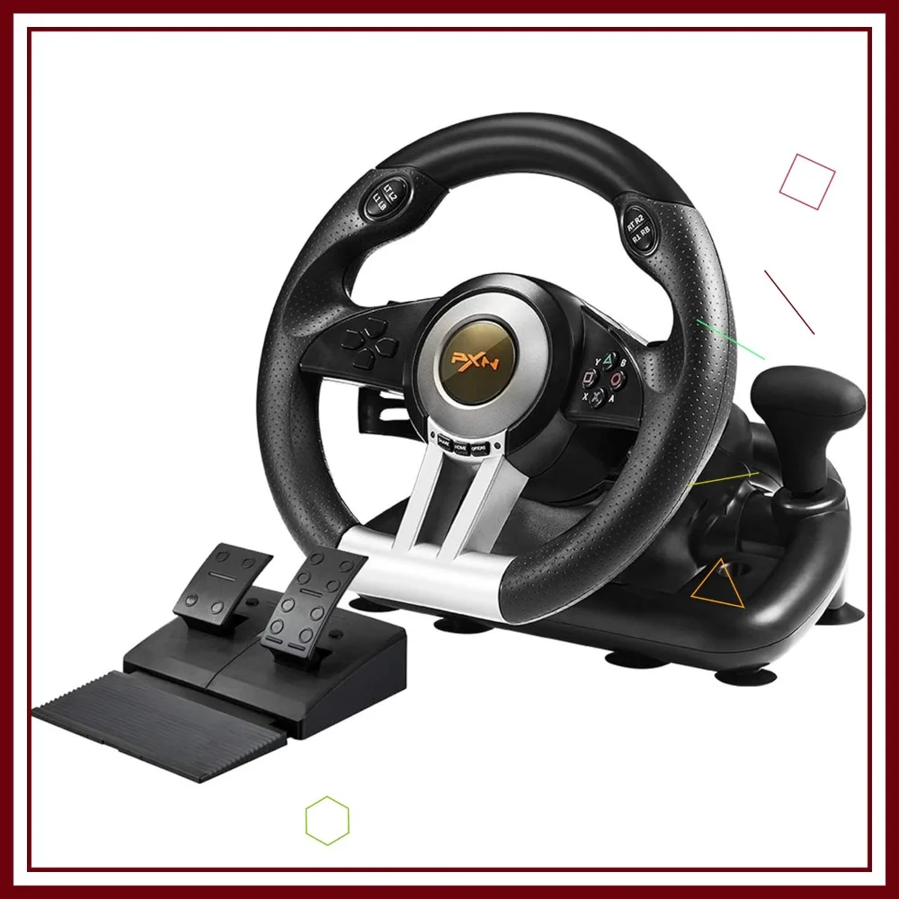 

PC Racing Steering Wheel with Pedals for Windows PC, PS3, PS4, Nintendo Switch, Xbox One & Series X/S - USB Simulator