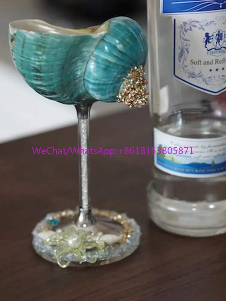Light luxury personalized natural conch shell handmade creative champagne red wine cup with gift ornament