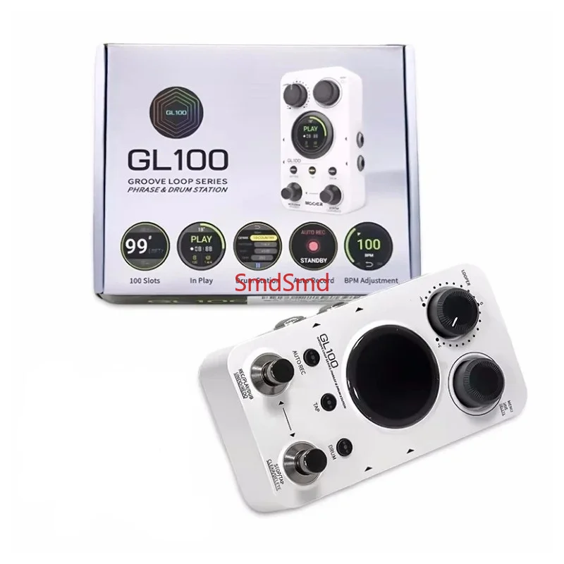 Guitar Pedals GL100 LOOP Drum Machine Effects Pedal Auto Record and Time Stretch Features 1.3-inch Touchscreen Pedal