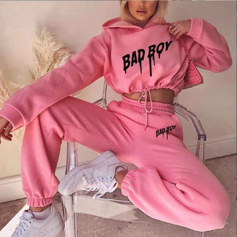 Fashion Daily Two Piece Set for Women Casual Women\'s Tracksuit Hooded Drawstring Retract Your Waist Short Top Dressing Hot Sales