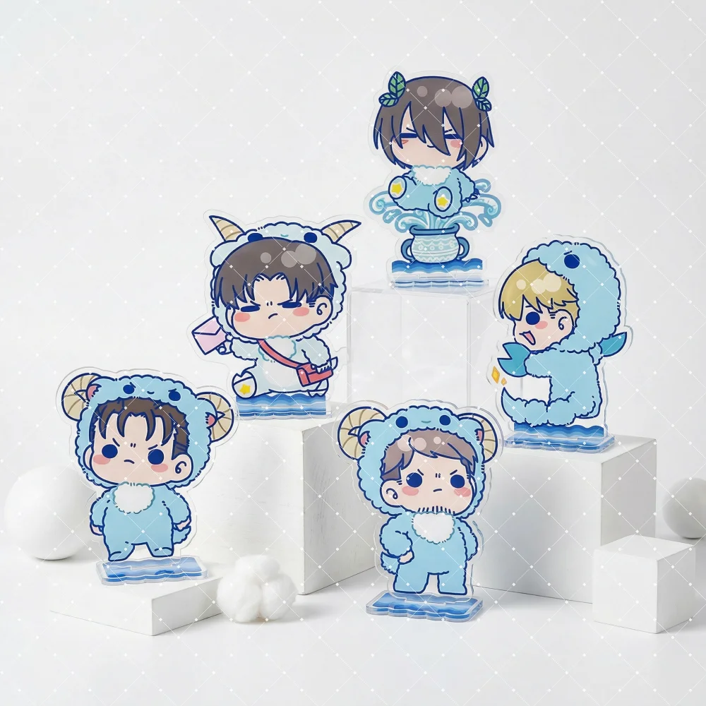 Attack on Titan Anime Acrylic Stand Cute Q Version Zodiac Series Levi Mikasa Eren Armin Chibi Figure Desktop Decor Gift Keychain