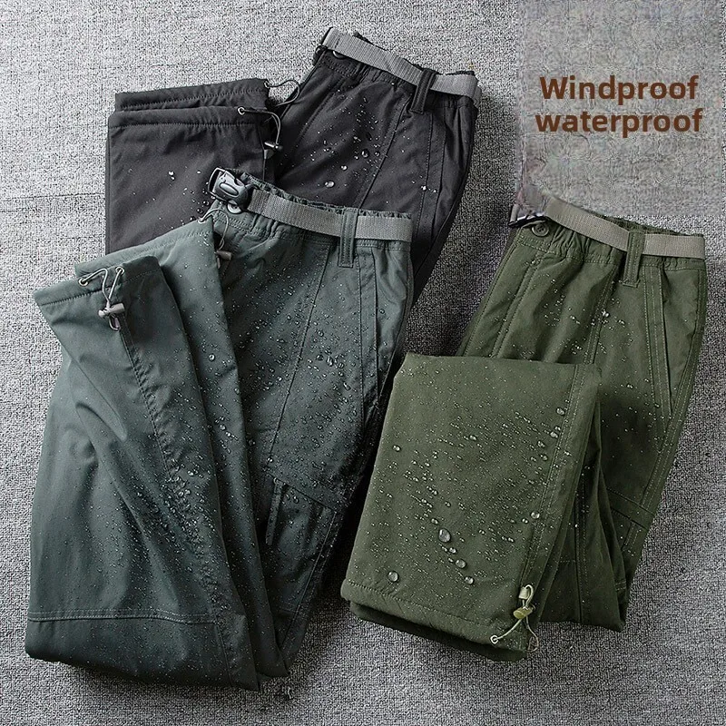 

Men's Windproof Waterproof Cargo Pants Autumn Outdoor Straight Loose Hiking Trousers Quick Drying Long Sports Pants