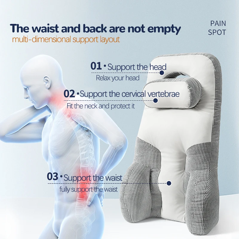 High Back Support Pillow for Office Chair Fully Support Entire Back Cushion Pain Relief Promotes Posture Lumbar Support Pillow
