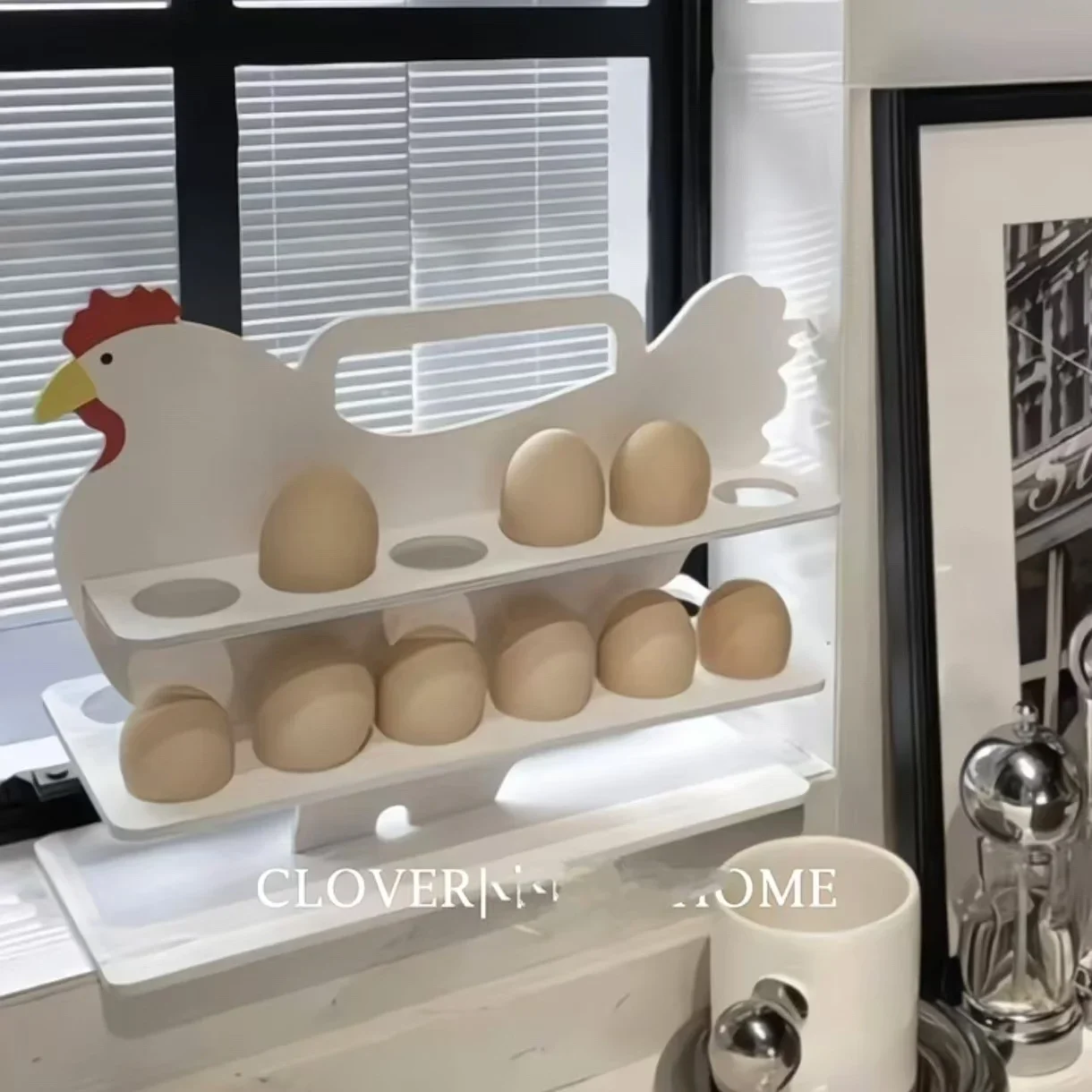 Storage Box Rabbit Flip Egg Box Egg Shelf Wooden Rack Kitchen Creative Organizing Rack