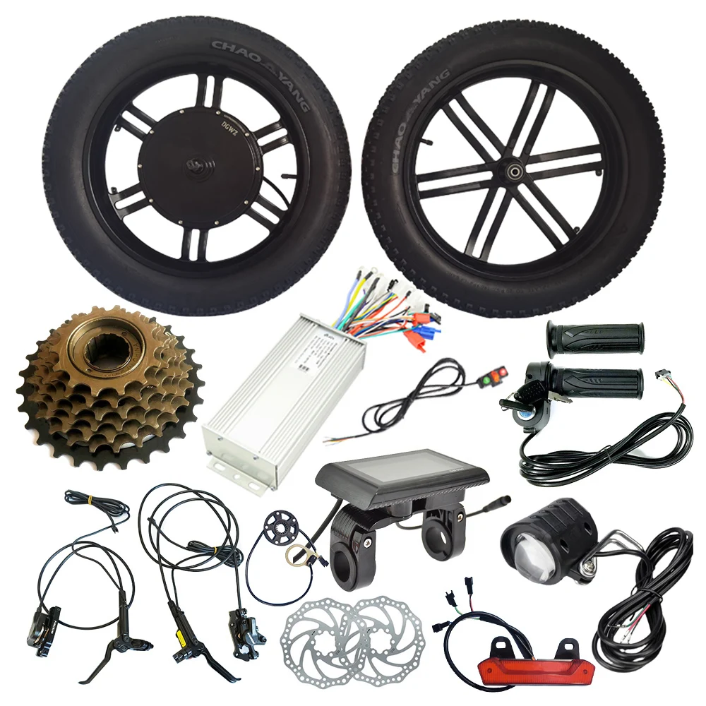 20* 4.0 20 Inch Gearless 48V 60V 1000W 1500W Fat Tire Hub Motor Electric Bicycle Bike Conversion Kit