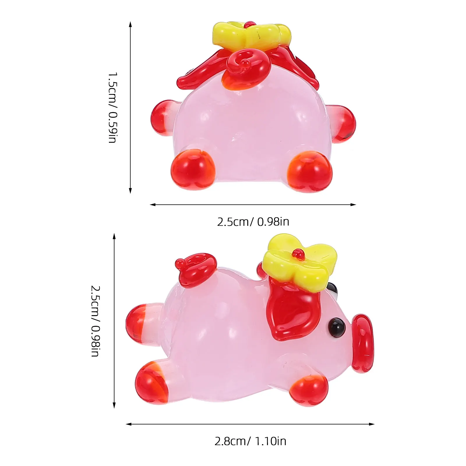 Mini Glass Pig Figurines 2 Piece Set Hand Blown Animal Statues for Desktop Decor Collectible Gift