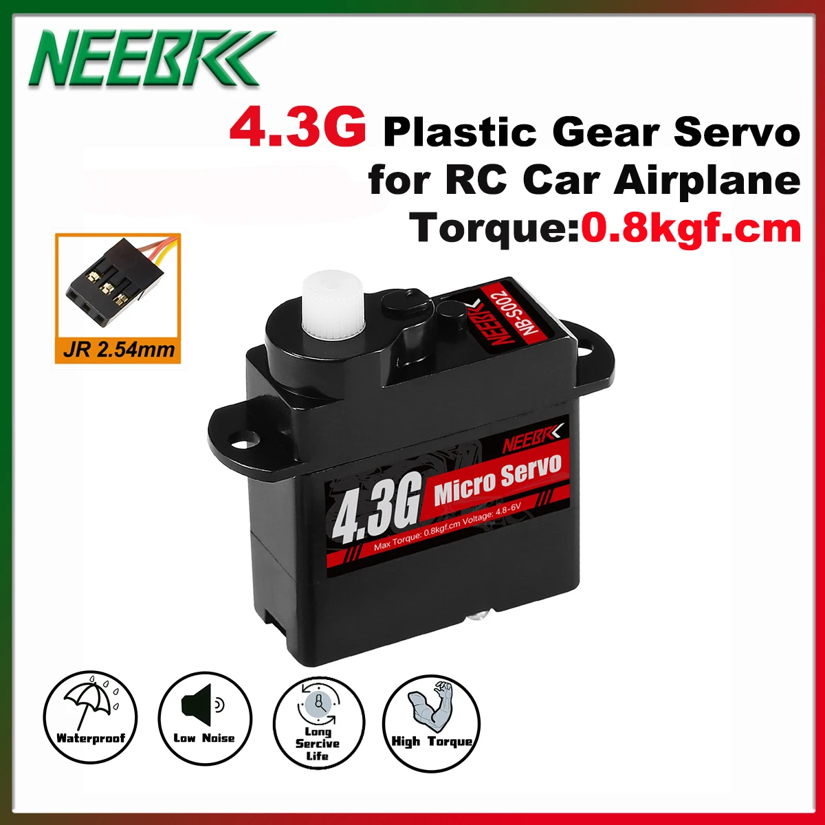 

NEEBRC 4.3g Micro Plastic Gear Digital Waterproof Servo for 1/24 RC Car Airplane Fixed-wing Helicopter WLtoys A959 A969 SCX24