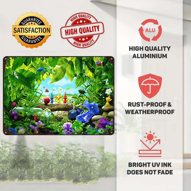 Pikmin Tin Poster Customized Wall Art Retro Vintage Metal Signs for Fans Room Decoration Home Decorations House Office Decor