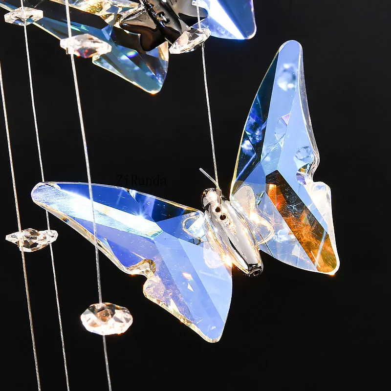 Pastoral crystal ceiling stairs light luxury loft villa designer custom lamp