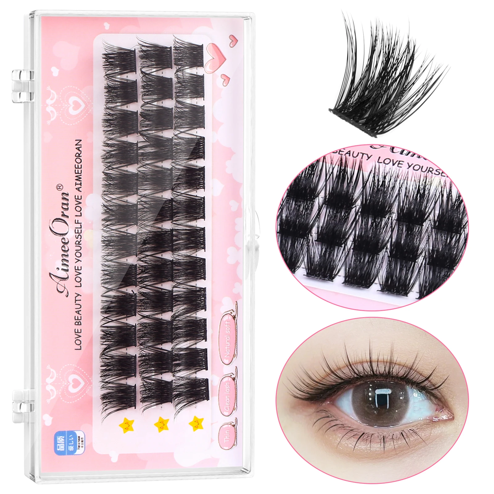 

36pcs Clusters lash extenstions Thick cross False Eyelashes Professional makeups natural Lengths Wisps eyelash for Women Girls