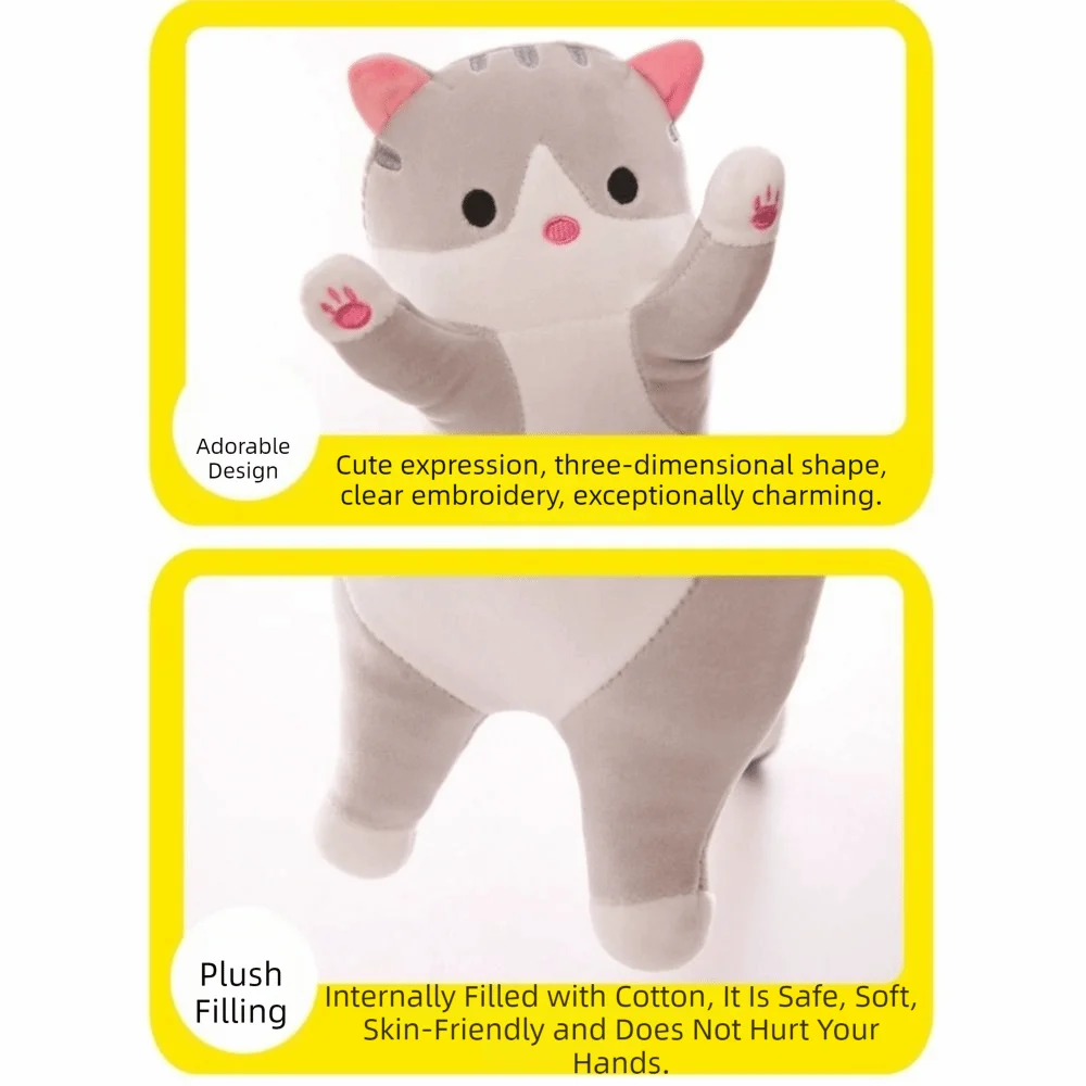 Mignon 70 cm de Long chat Ultra doux élastique longue jeter oreiller à câliner dessin animé chat oreiller cadeau