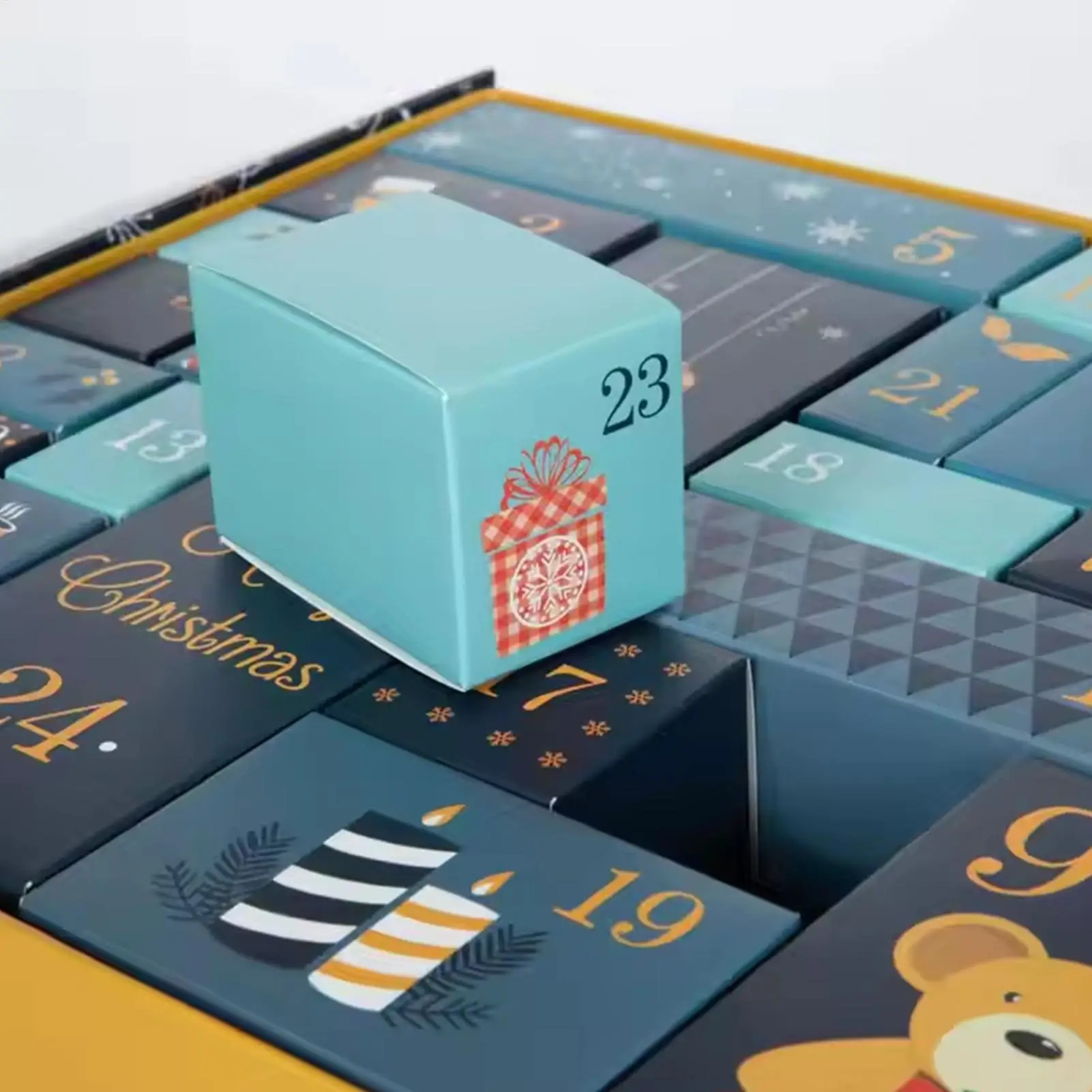 24 يوما إعادة الملء التقويم صناديق عيد الميلاد فارغة العد التنازلي التقويم طوي السنة الجديدة عطلة صندوق ل مدفأة نافذة الحلوى #2