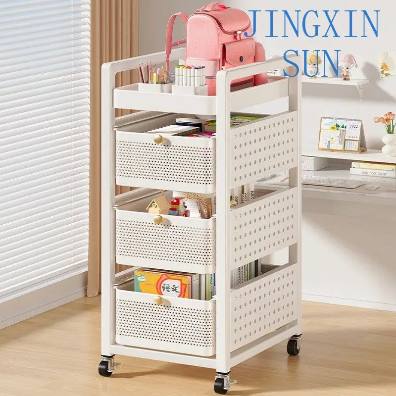 Carbon steel schoolbag rack, movable trolley,multi-layer schoolbag under the table with pulley artifact
