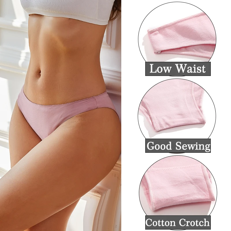 3PCS/Set Cotton Briefs For Women Low Waist Sexy Woman Panties Solid Colors Underpants Lingerie Pantys For Girls Soft Underwear