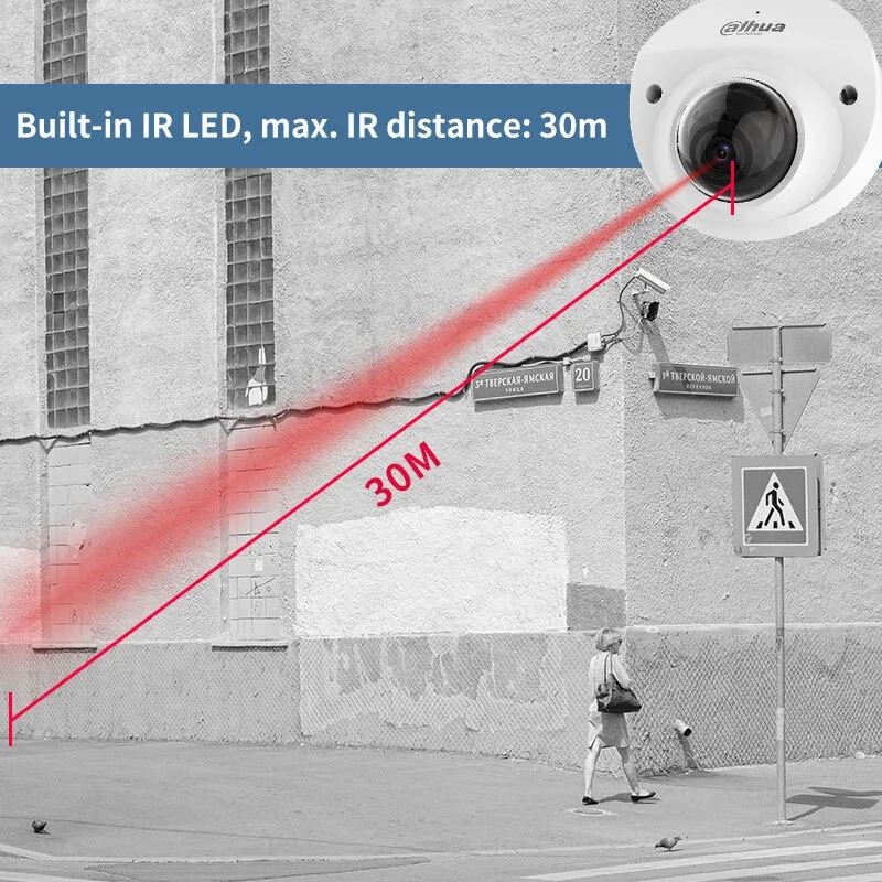 Originale Dahua IPC-HDBW2449F-AS-IL 4MP Mini Dome IP Camera Smart Dual Light Telecamera PoE a colori IR30M MiC integrato IK10