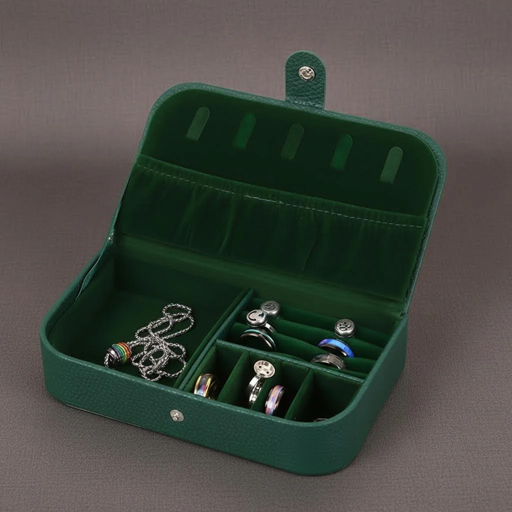 Portable Jewelry Box Jewelry Organizer Display Travel Jewelry Case Boxes Button Leather Storage Chenille Jewelers Joyero